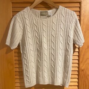 Liz Claiborne Beige Linen/CottonCable Knit Crewneck Sweater Small
